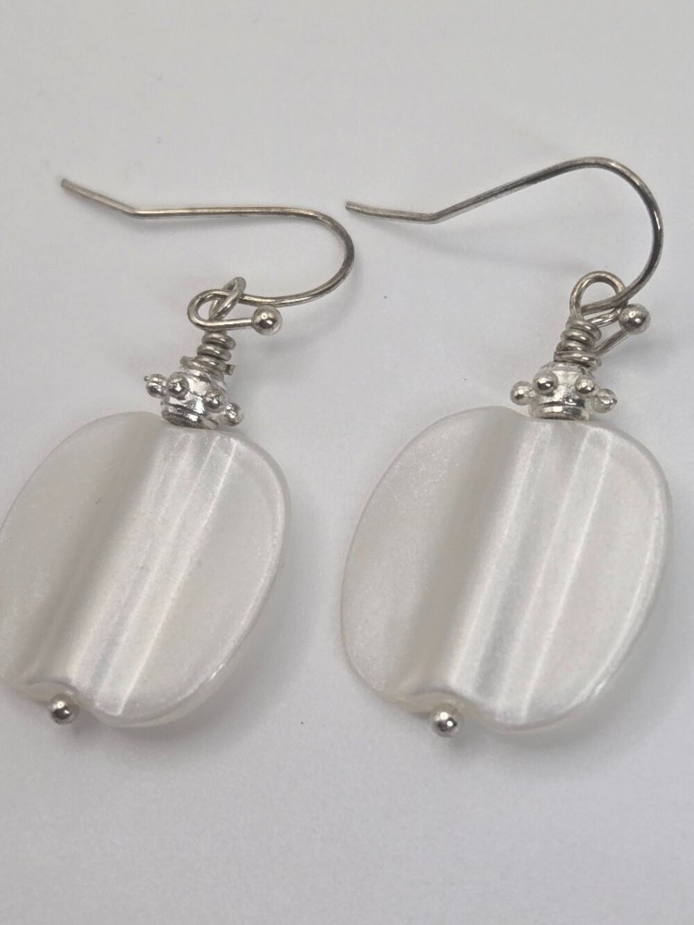 Small Pearl Sheen Dangle Earrings Elegant Sophisticated and Handmade E19
